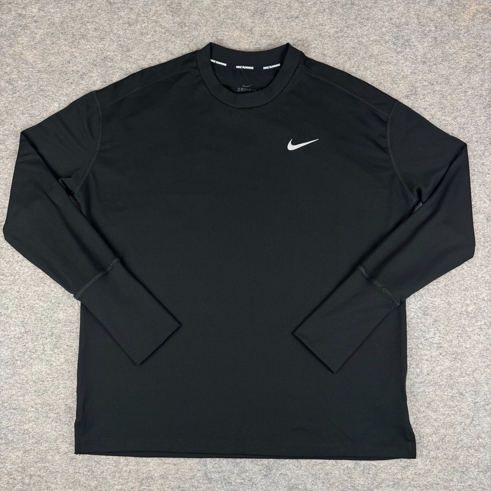 Nike Dri Fit Running Element‎ Long Sleeve Shirt Reflective Black Womens Large L